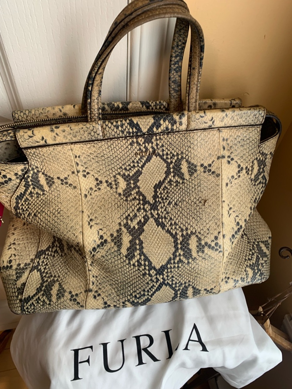 FURLA python snakeskin leather bag